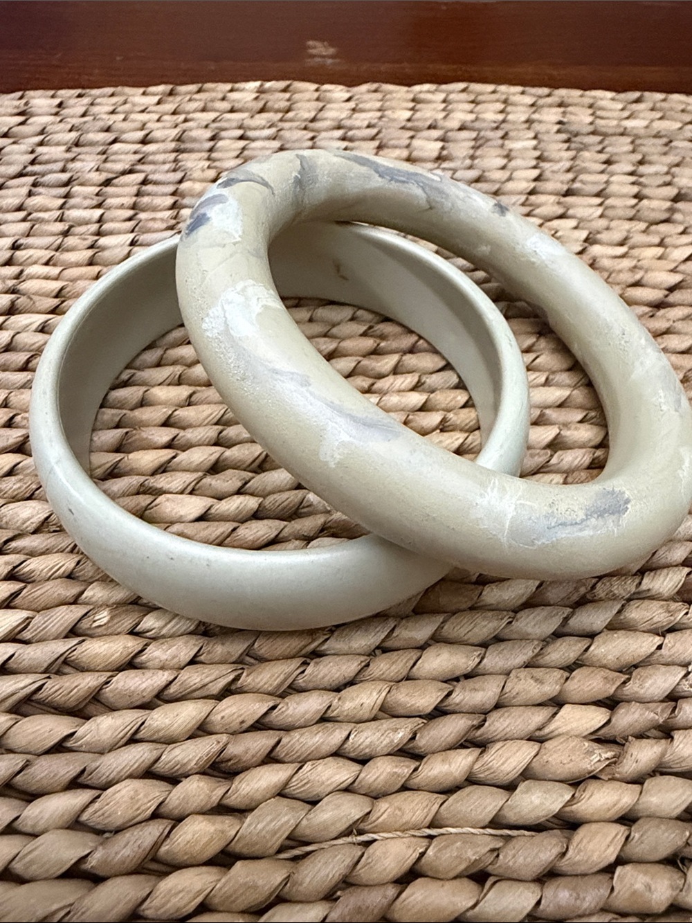 Cream Resin Bangle Bracelet Set - Neutral Stackable Style